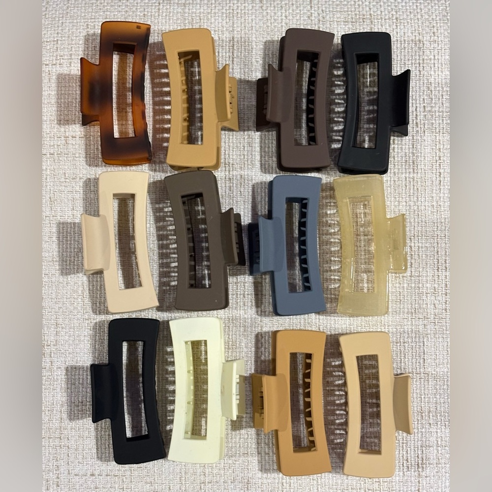 Set of 12 Hair Claw Clips in Neutral Tones